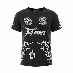 Rebel Vengeance Graphic Print Men's Black Cotton T-Shirt Size L New With Tags